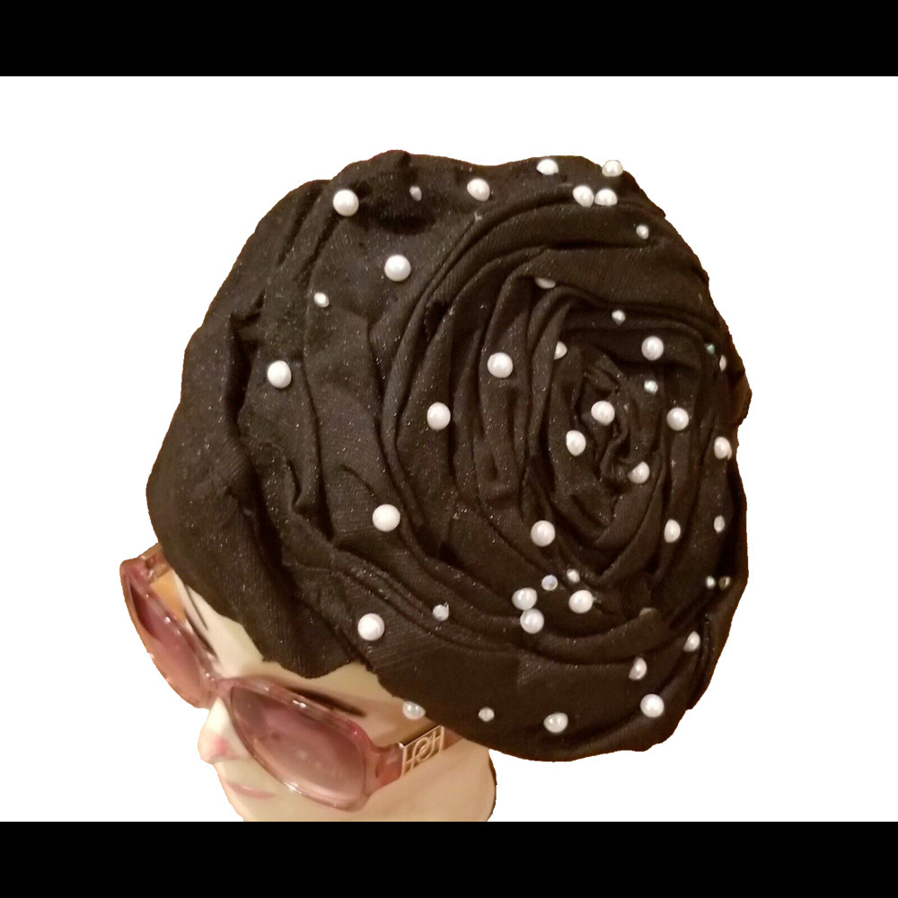 Aso-Oke African Headtie Auto Gele, Black Stoned Ready Made Gele Fabric